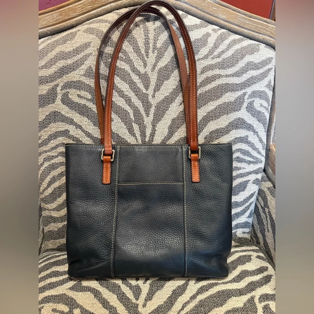 Dooney & Bourke Black and Brown Pebbled Leather Shoulder Bag - Picture 2 of 5